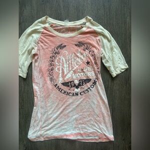 Affliction Peach and Beige Graphic Tee
